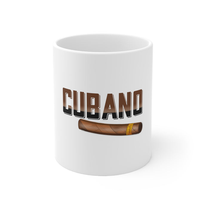 DistinctInk Glossy White Coffee / Tea Mug - Cubano. Cigars