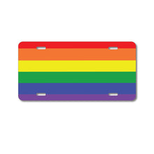 DistinctInk Custom Aluminum Decorative Vanity Front License Plate - Rainbow Stripes Gay Pride