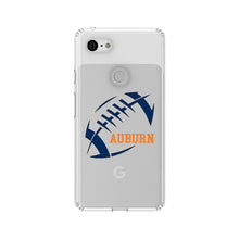 DistinctInk® Clear Shockproof Hybrid Case for Apple iPhone / Samsung Galaxy / Google Pixel - Auburn Football - Orange, Blue