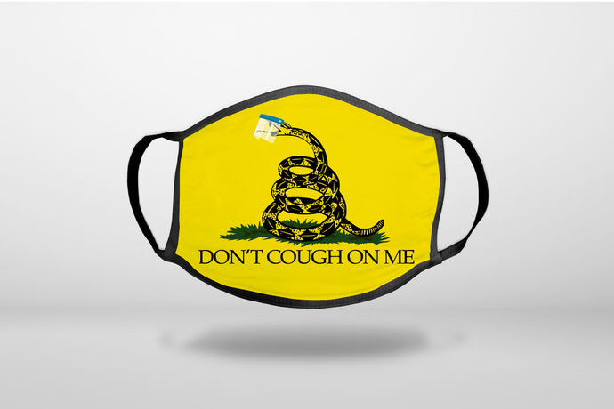 Don't Cough On Me - Gadsden Flag - Face Shield - 3-Ply Reusable Soft Face Mask Covering, Unisex, Cotton Inner Layer