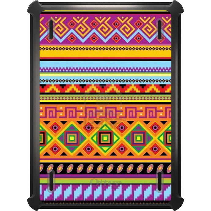 DistinctInk™ OtterBox Defender Series Case for Apple iPad / iPad Pro / iPad Air / iPad Mini - Blue Orange Purple Tribal Print