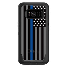 DistinctInk™ OtterBox Defender Series Case for Apple iPhone / Samsung Galaxy / Google Pixel - Thin Blue Line US Flag Law Enforcement
