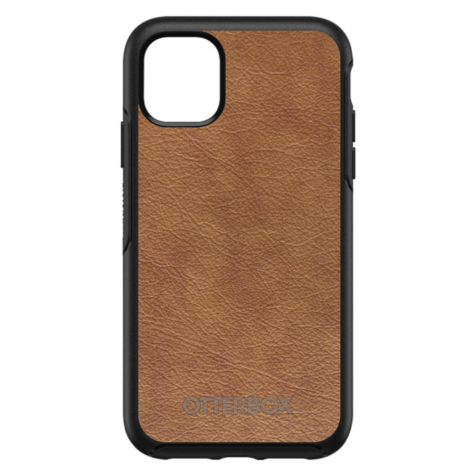 DistinctInk™ OtterBox Symmetry Series Case for Apple iPhone / Samsung Galaxy / Google Pixel - Dark Brown Leather Print Design