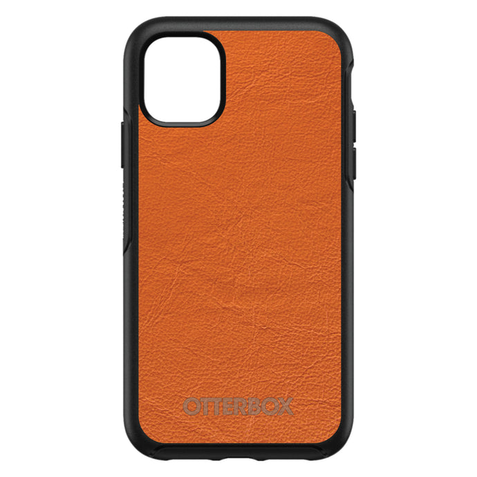 DistinctInk™ OtterBox Symmetry Series Case for Apple iPhone / Samsung Galaxy / Google Pixel - Orange Leather Print Design