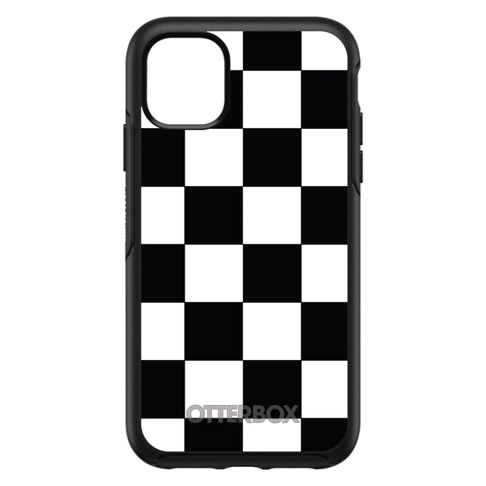 DistinctInk™ OtterBox Symmetry Series Case for Apple iPhone / Samsung Galaxy / Google Pixel - Black White Checkered Flag Geometric