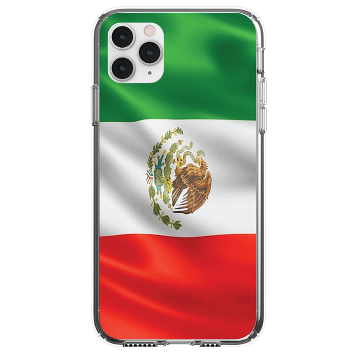 DistinctInk® Clear Shockproof Hybrid Case for Apple iPhone / Samsung Galaxy / Google Pixel - Red White Green Mexican Flag Mexico