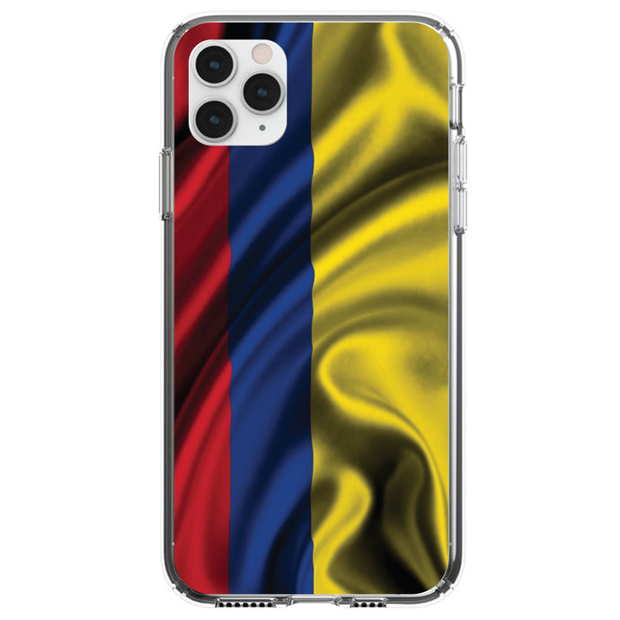DistinctInk® Clear Shockproof Hybrid Case for Apple iPhone / Samsung Galaxy / Google Pixel - Colombia Waving Flag