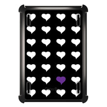 DistinctInk™ OtterBox Defender Series Case for Apple iPad / iPad Pro / iPad Air / iPad Mini - Purple White Black Repeating Hearts