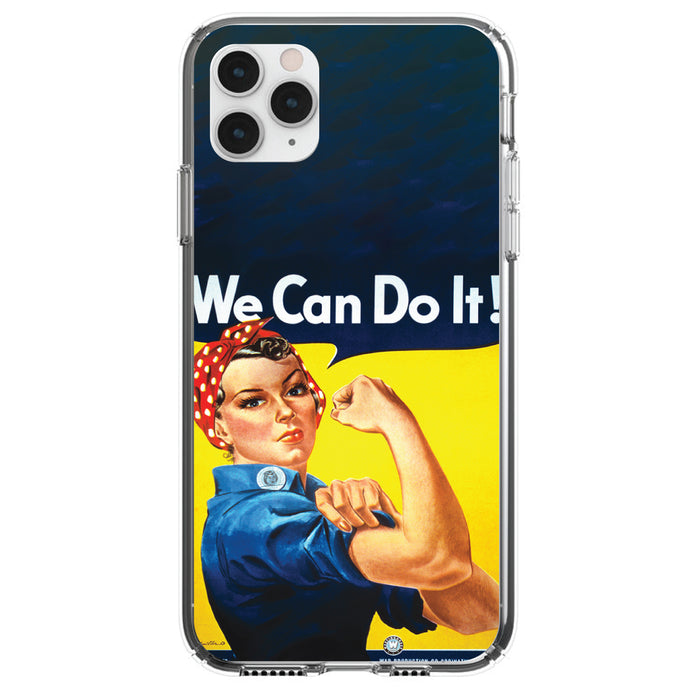 DistinctInk® Clear Shockproof Hybrid Case for Apple iPhone / Samsung Galaxy / Google Pixel - Rosie the Riveter