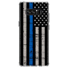 DistinctInk® Clear Shockproof Hybrid Case for Apple iPhone / Samsung Galaxy / Google Pixel - Weathered Thin Blue Line US Flag