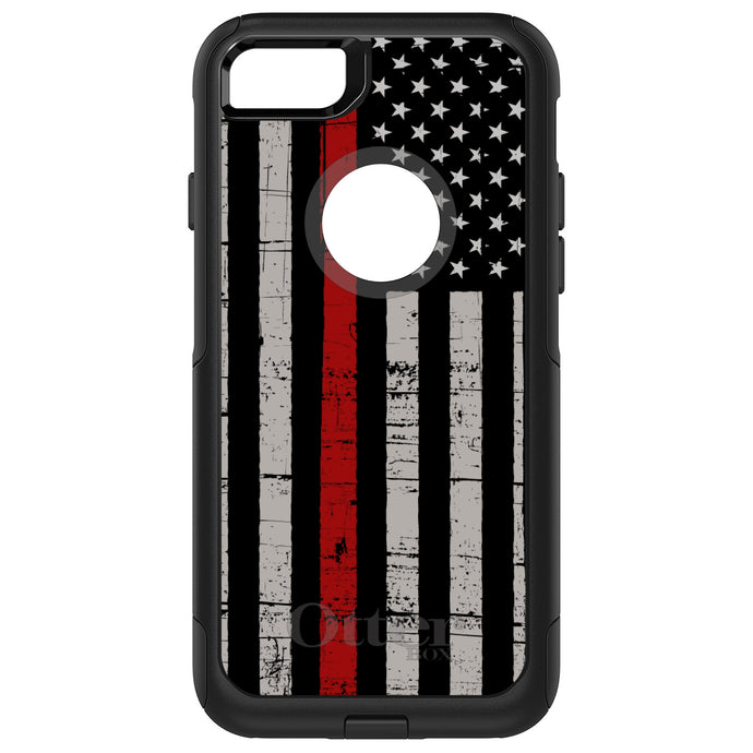 DistinctInk™ OtterBox Commuter Series Case for Apple iPhone or Samsung Galaxy - Weathered Thin Red Line