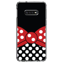 DistinctInk® Clear Shockproof Hybrid Case for Apple iPhone / Samsung Galaxy / Google Pixel - Black White Polka Dot Red Bow Minnie