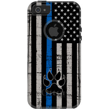 DistinctInk™ OtterBox Commuter Series Case for Apple iPhone or Samsung Galaxy - Thin Blue Line US Flag K9 Dog Paw