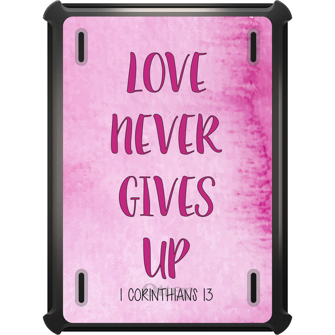 DistinctInk™ OtterBox Defender Series Case for Apple iPad / iPad Pro / iPad Air / iPad Mini - 1 Corinthians 13 - Love Never Gives Up