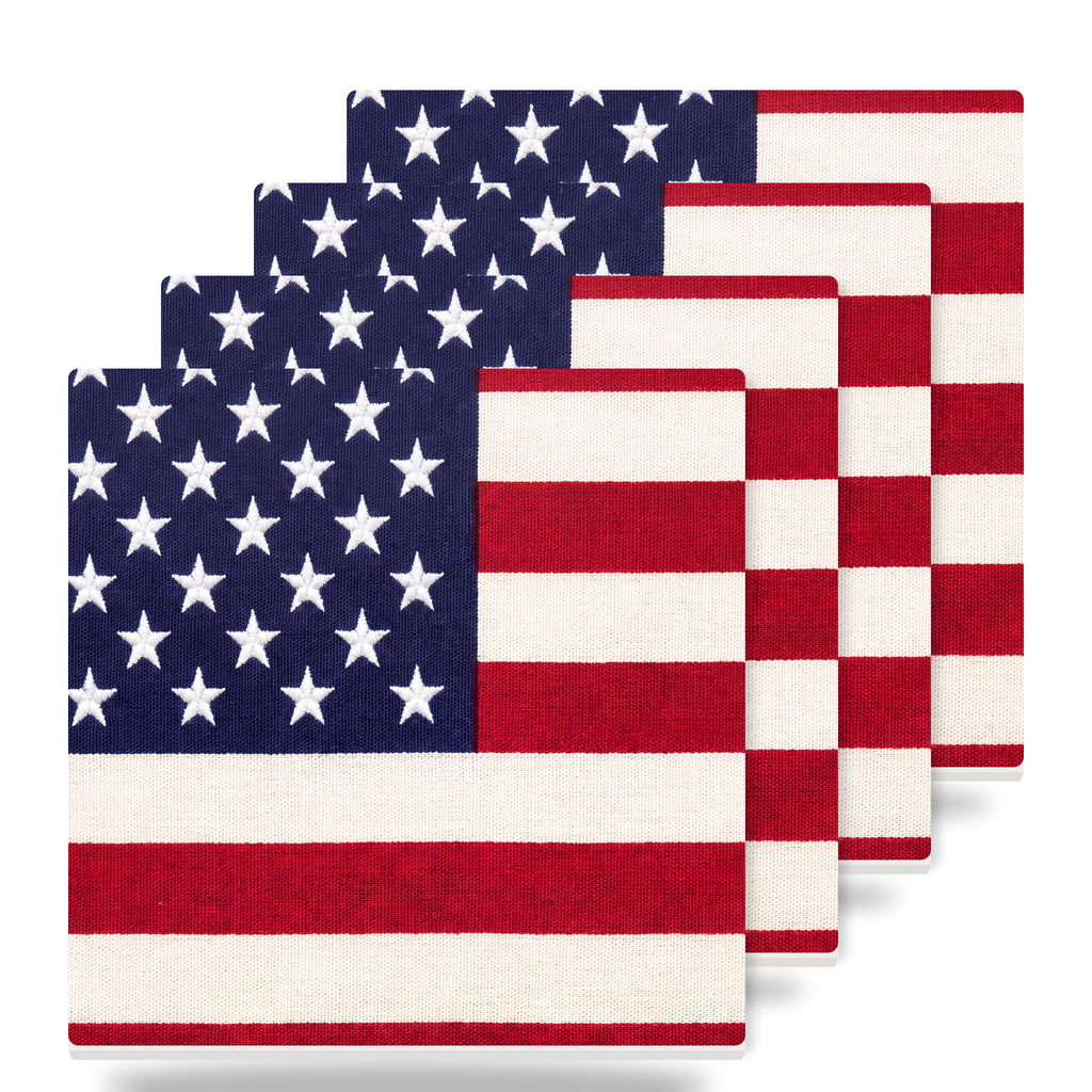 Classic American Flag ceramic coasters set of 4