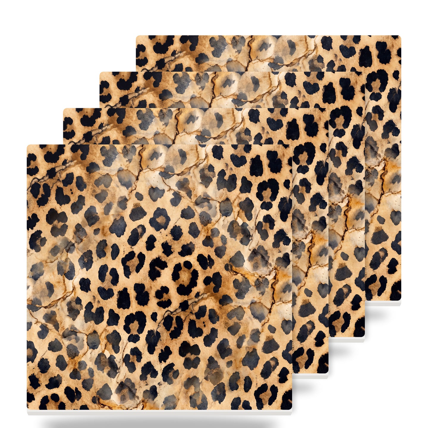 Cheetah Print ceramic coasters set of 4
