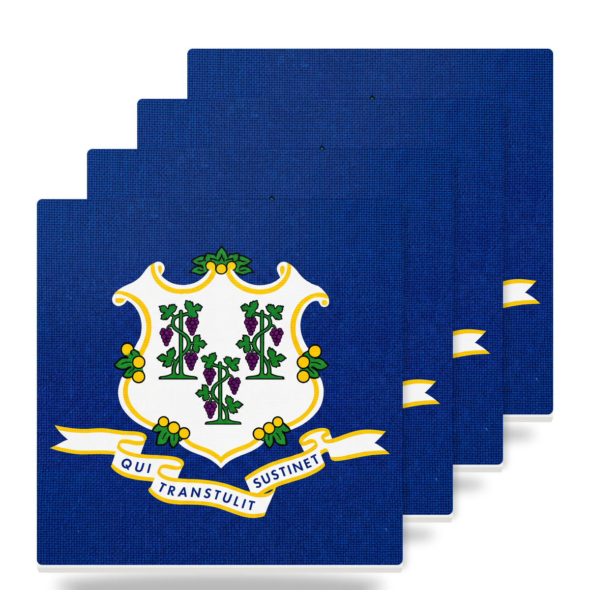 Connecticut State Flag ceramic coasters set of 4