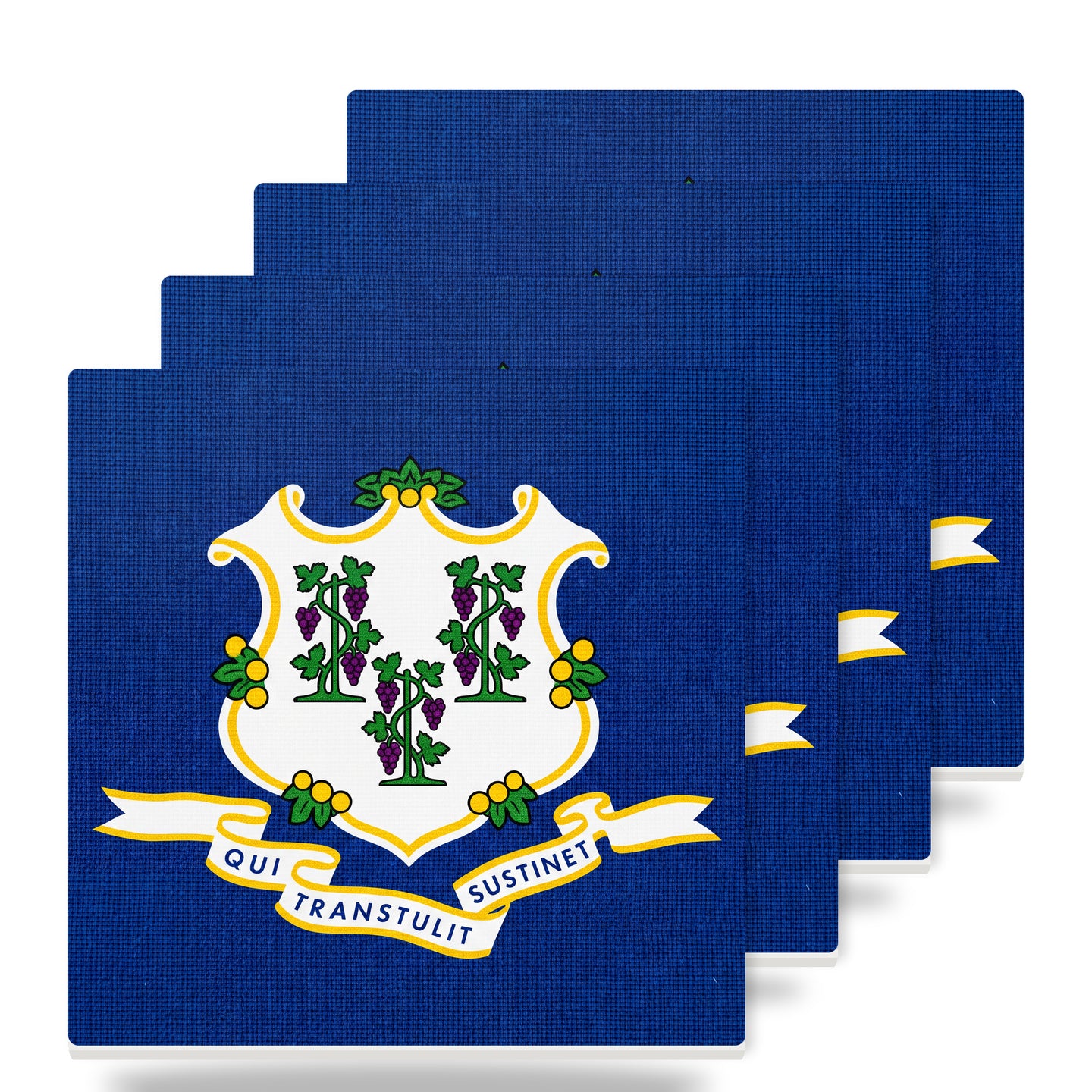 Connecticut State Flag ceramic coasters set of 4