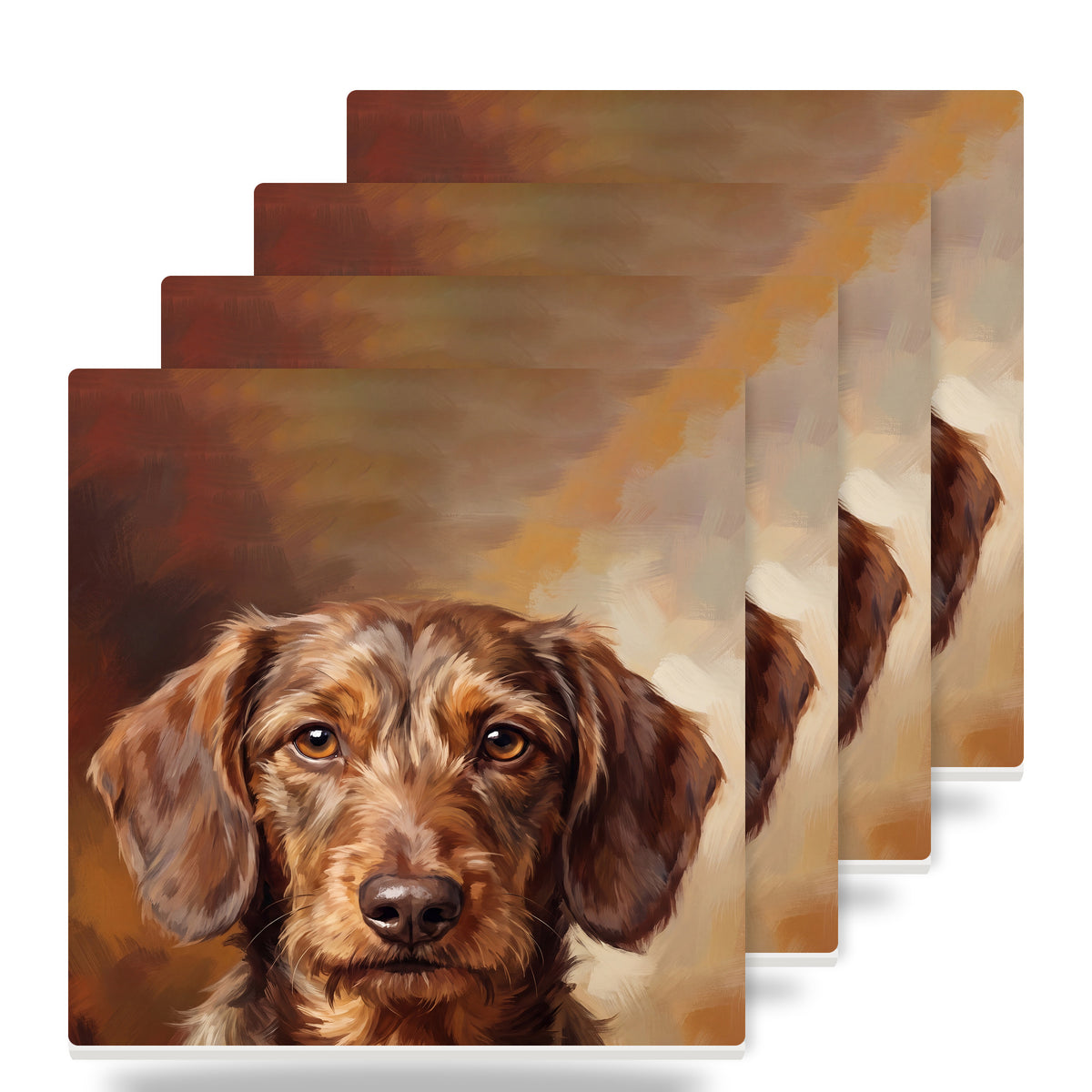 Dachshund Portrait ceramic coasters set of 4