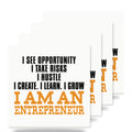 Entrepreneur Opportunity Risks Hustle ceramic coasters set of 4