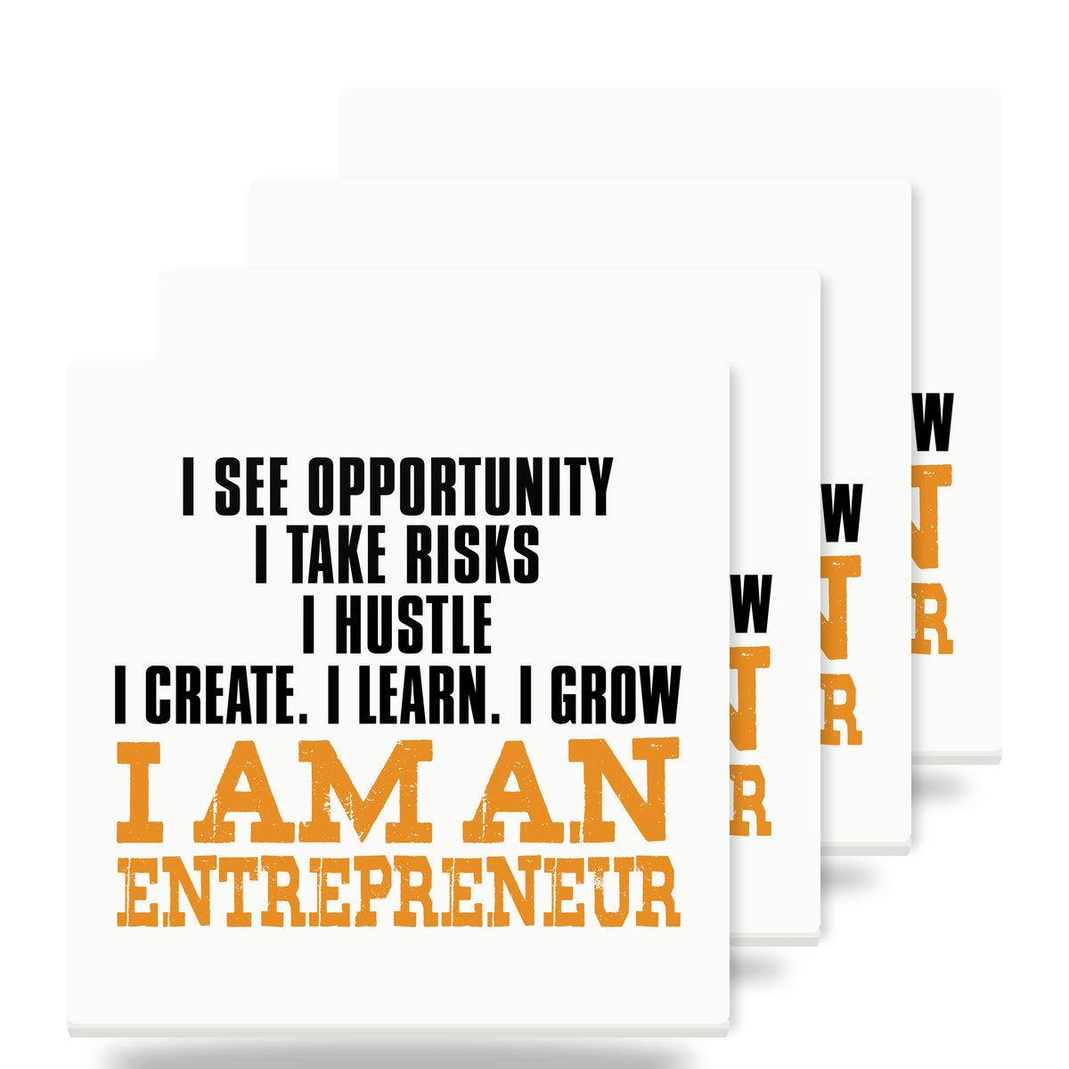 Entrepreneur Opportunity Risks Hustle ceramic coasters set of 4