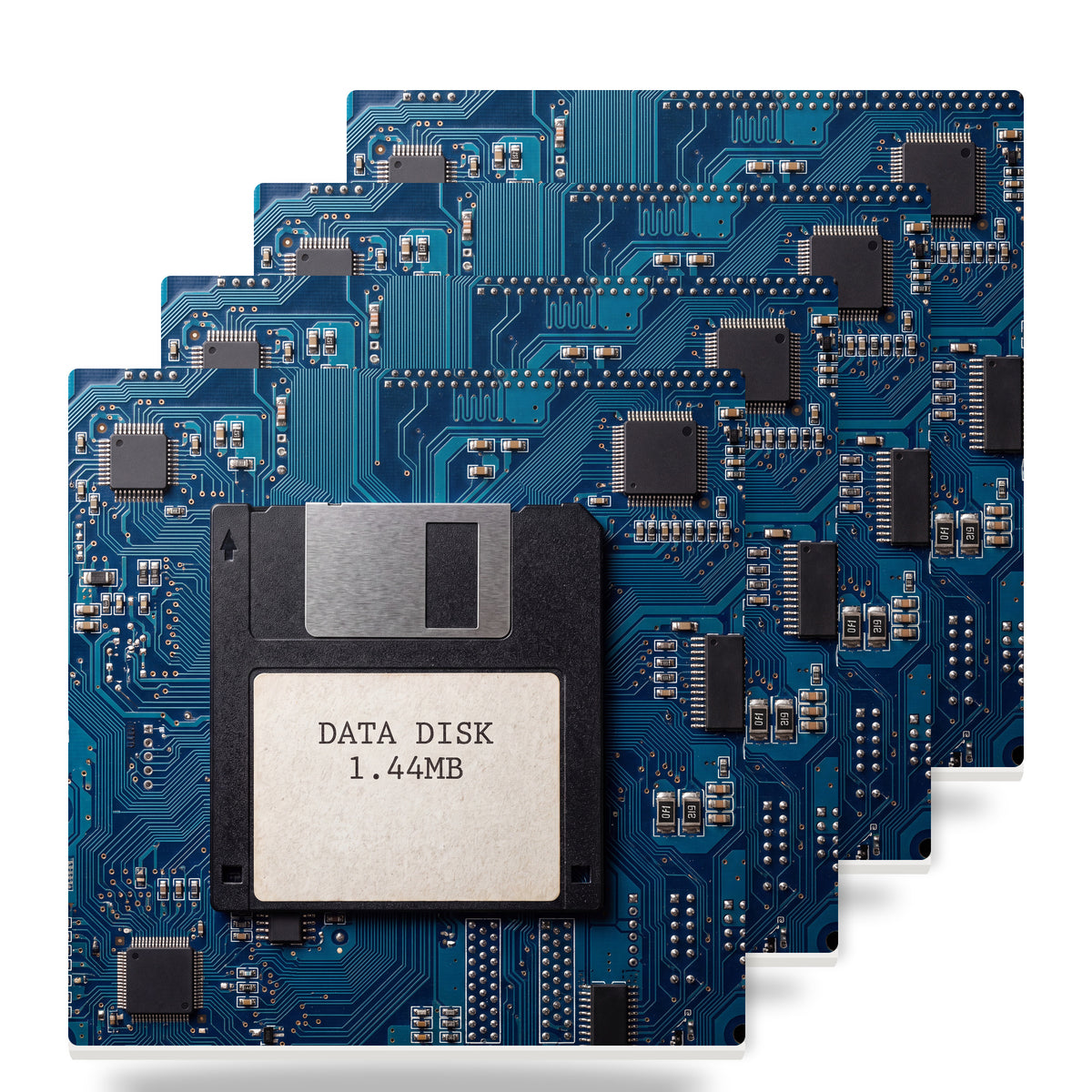 Floppy Disk ceramic coasters set of 4