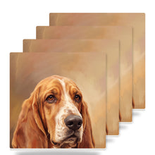 Basset Hound Portrait ceramic coasters set of 4