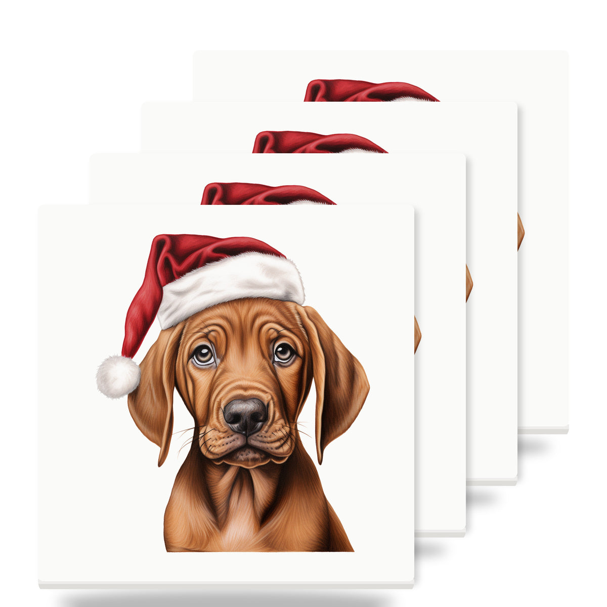 Redbone Coonhound Puppy Drawing ceramic coasters set of 4