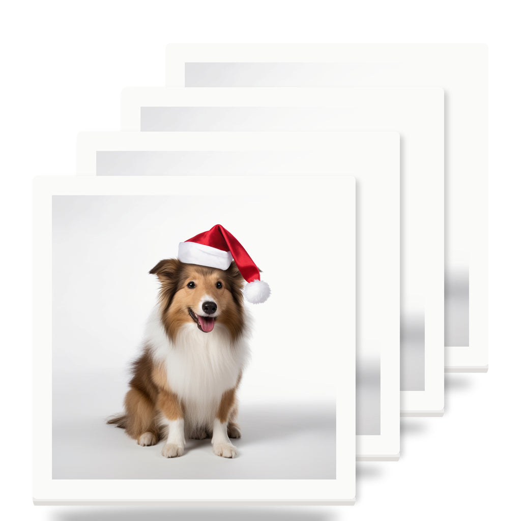 Shetland Sheepdog ceramic coasters set of 4