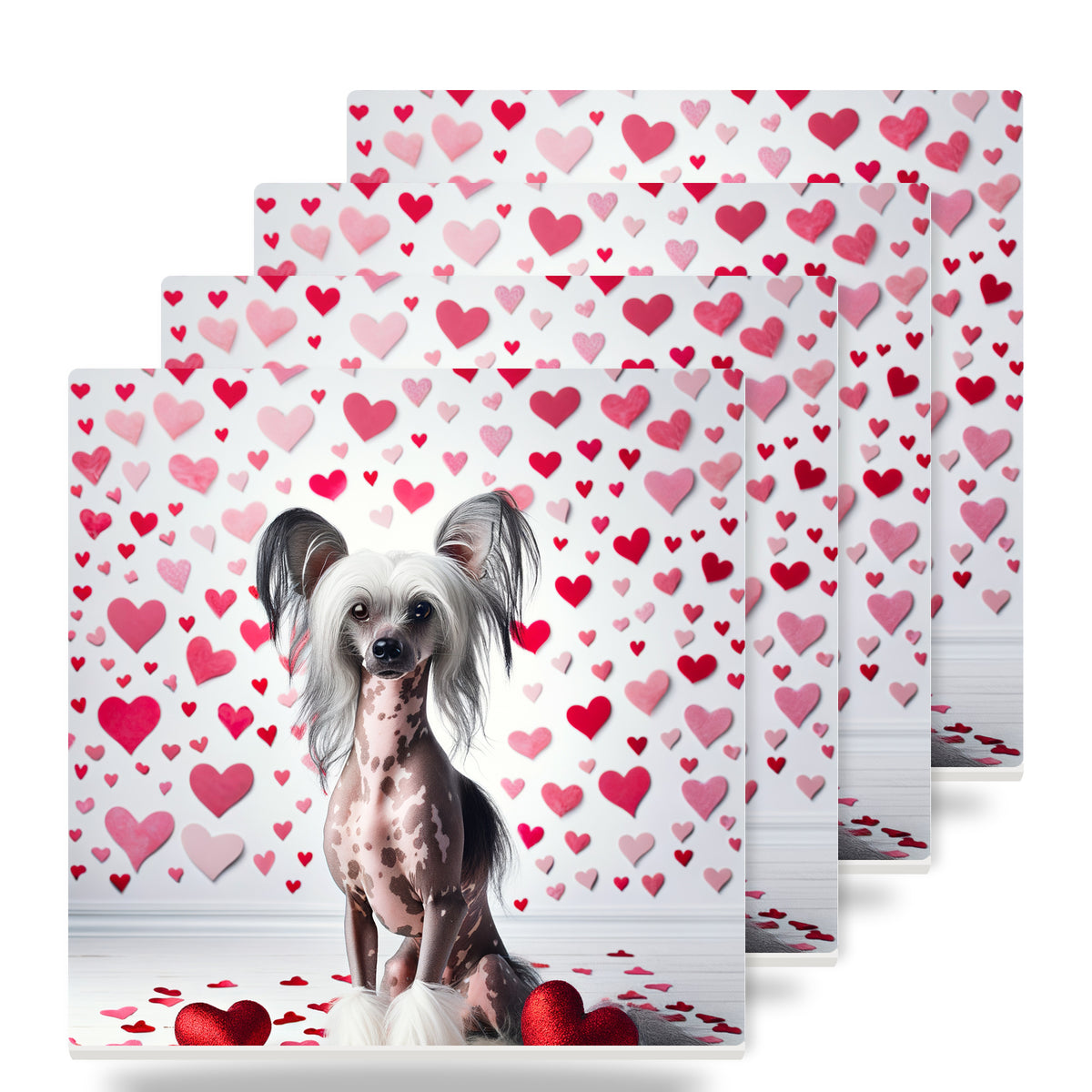 Chinese Crested ceramic coasters set of 4