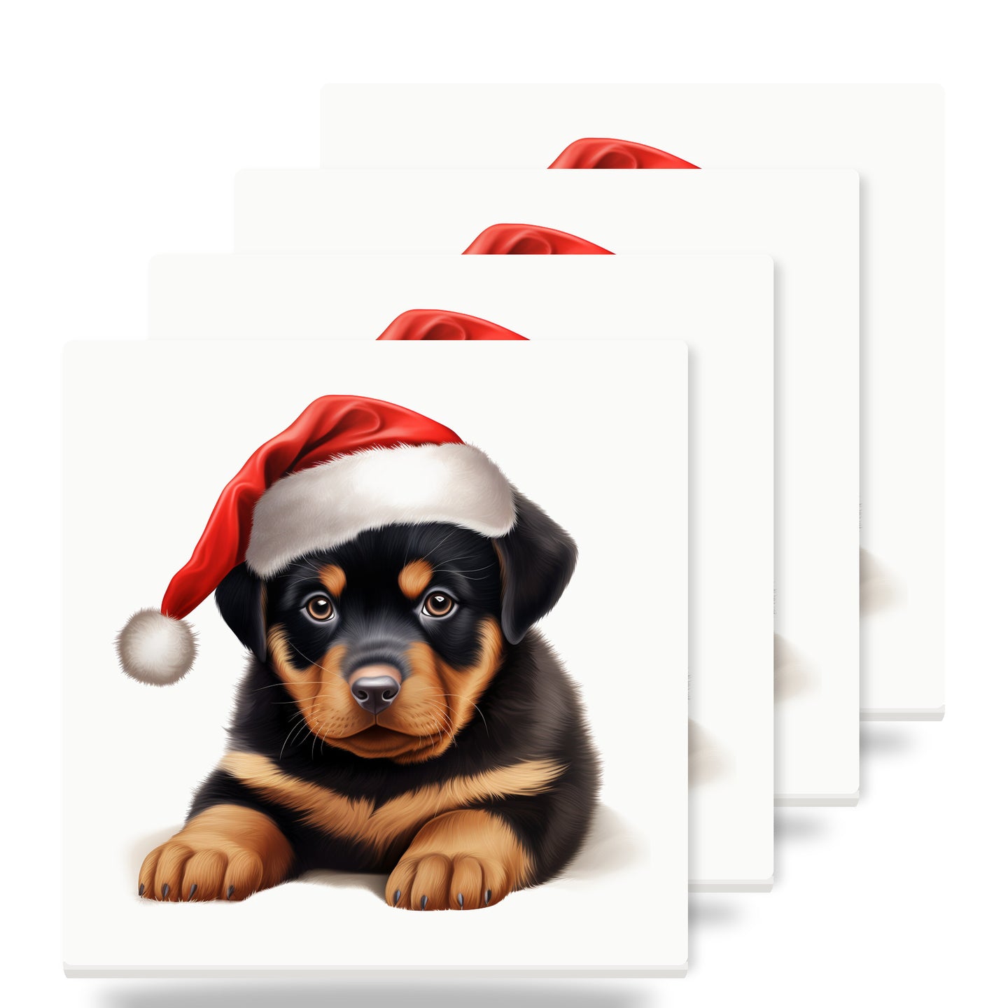 Rottweiler Puppy Drawing ceramic coasters set of 4