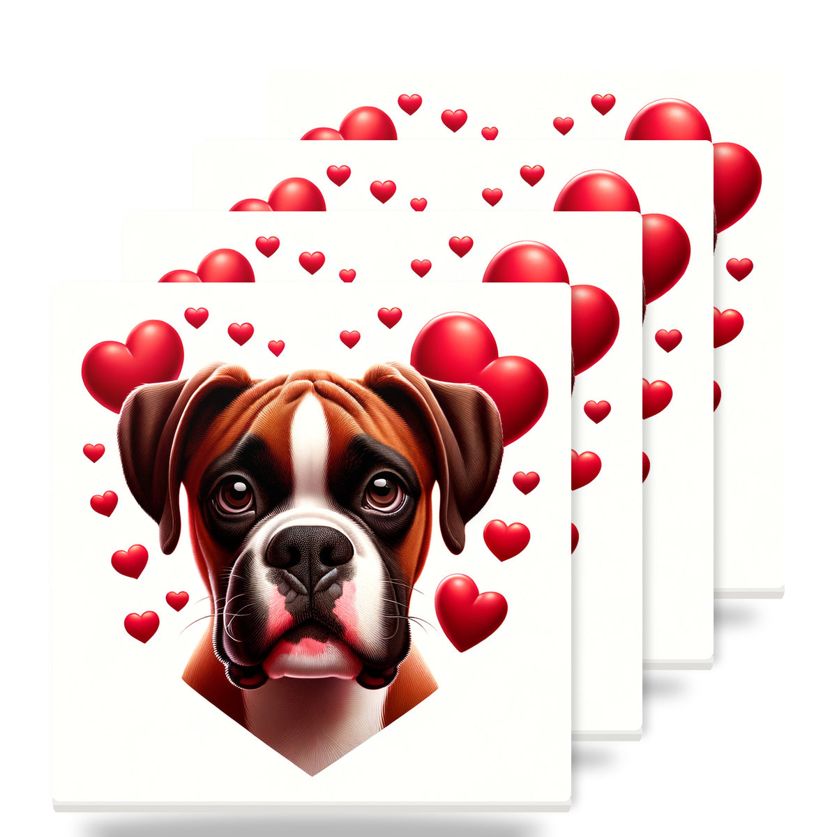 Boxer ceramic coasters set of 4