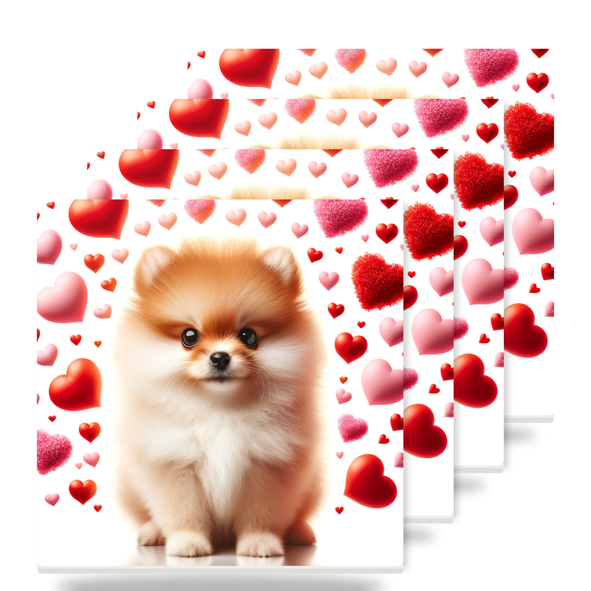 Pomeranian ceramic coasters set of 4