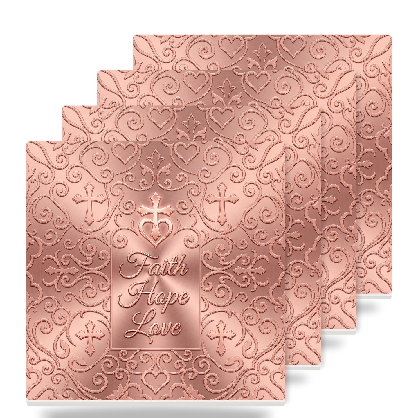 Faith Hope Love ceramic coasters set of 4