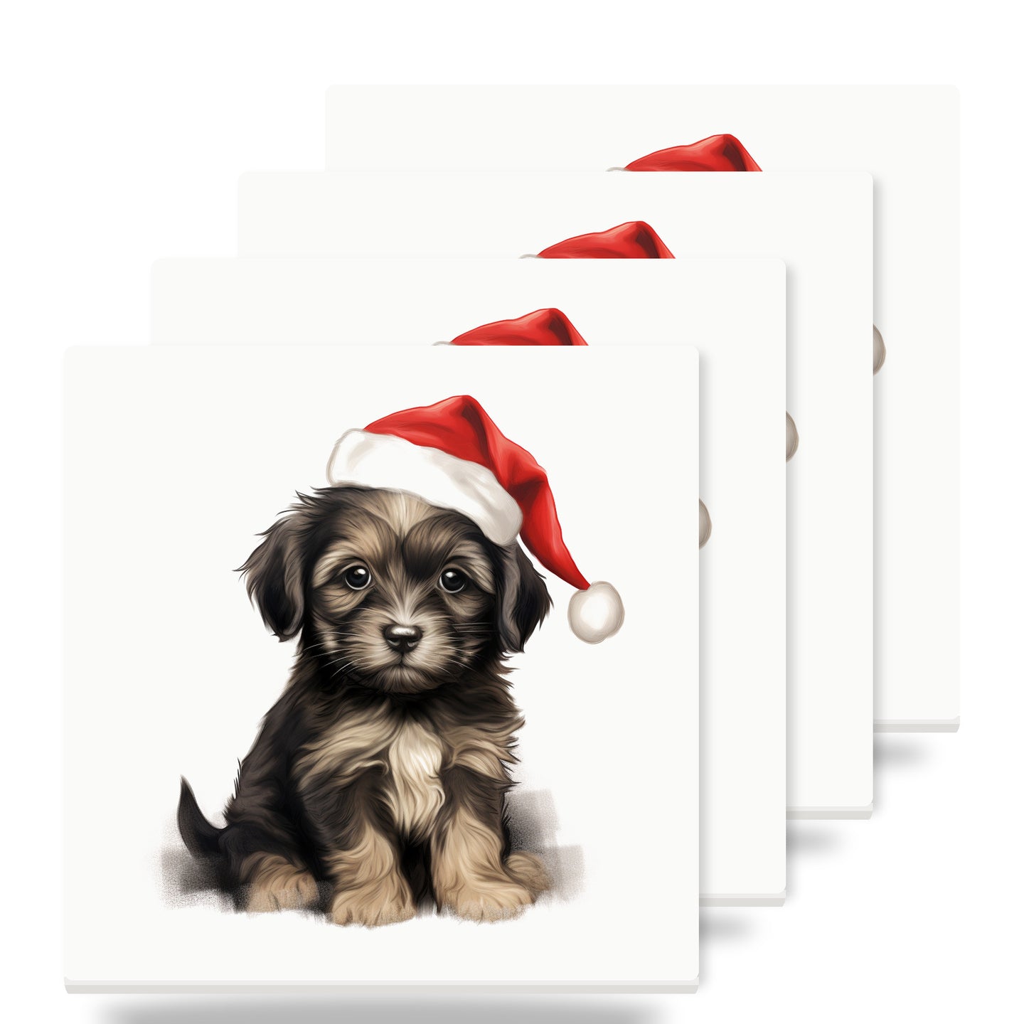 Löwchen Puppy Drawing ceramic coasters set of 4