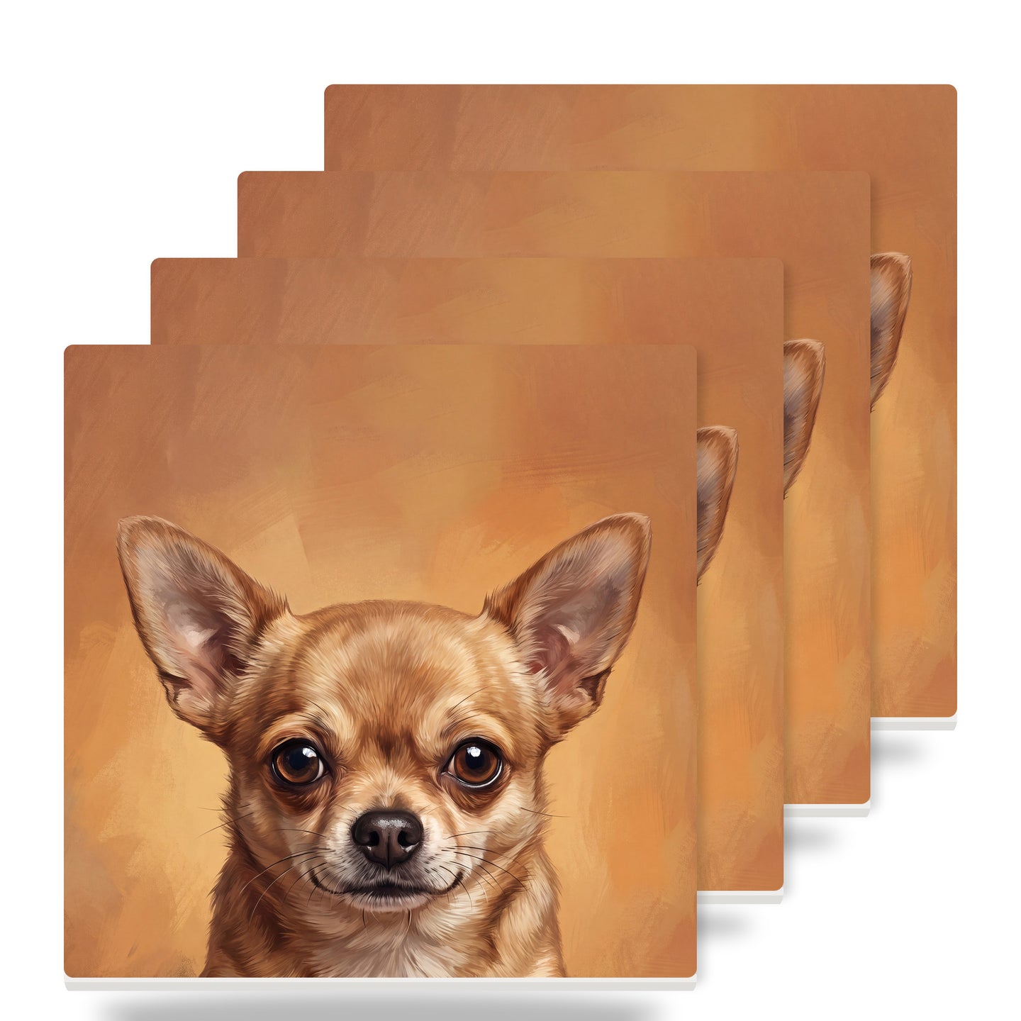 Chihuahua Portrait ceramic coasters set of 4