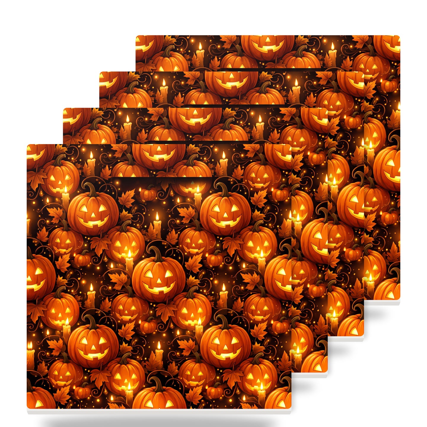 Halloween Pumpkins ceramic coasters set of 4