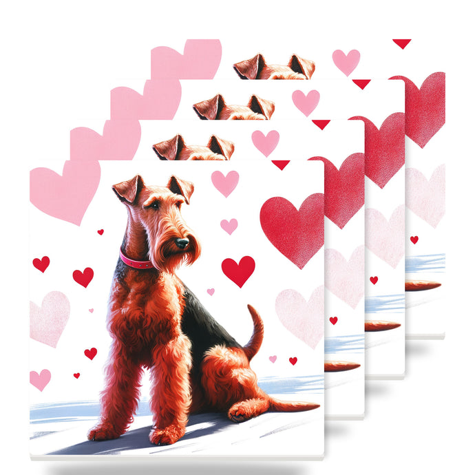 Airedale Terrier ceramic coasters set of 4