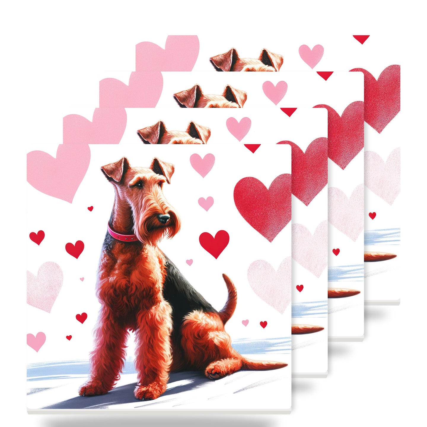 Airedale Terrier ceramic coasters set of 4