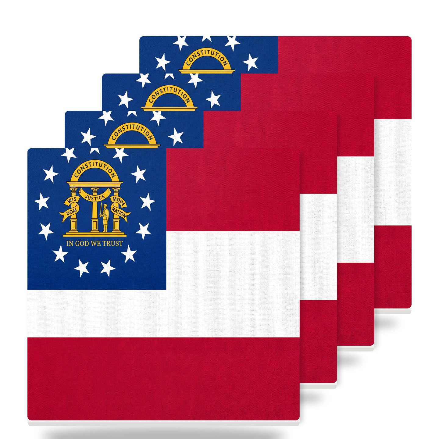 Georgia State Flag ceramic coasters set of 4