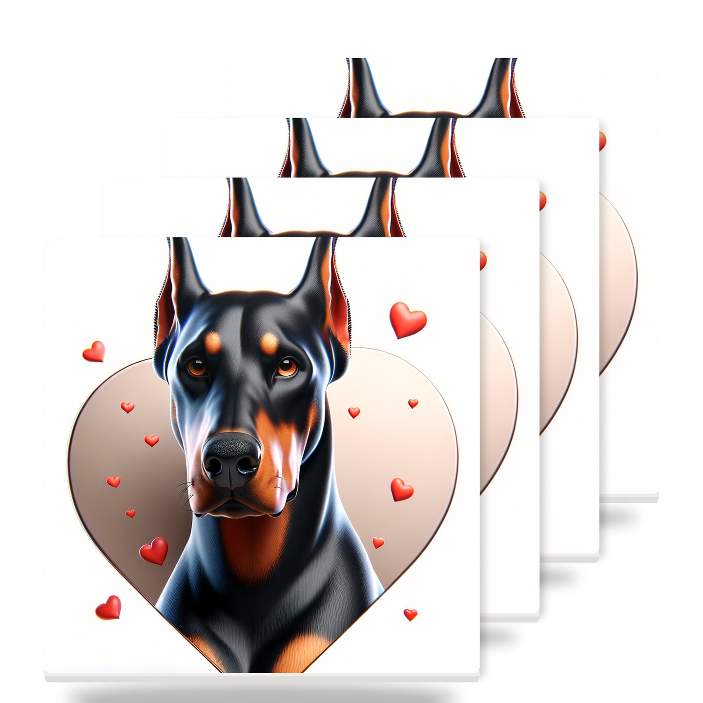 Doberman Pinscher ceramic coasters set of 4
