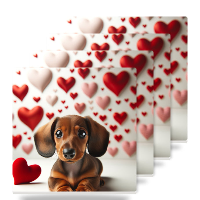 Dachshund ceramic coasters set of 4