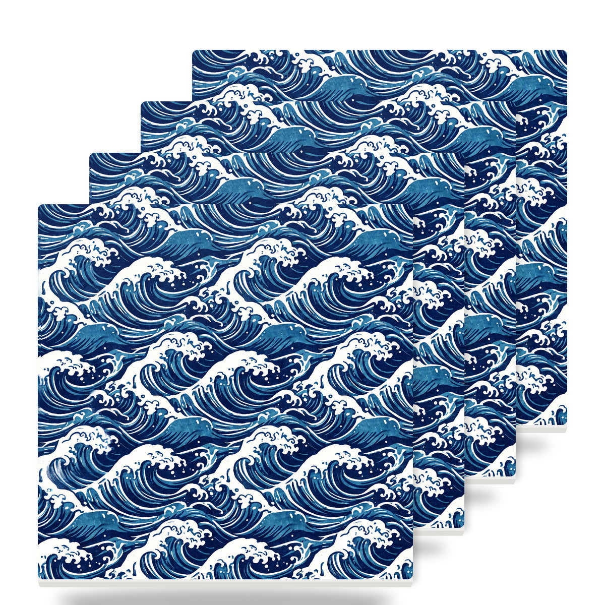 Ocean Waves ceramic coasters set of 4