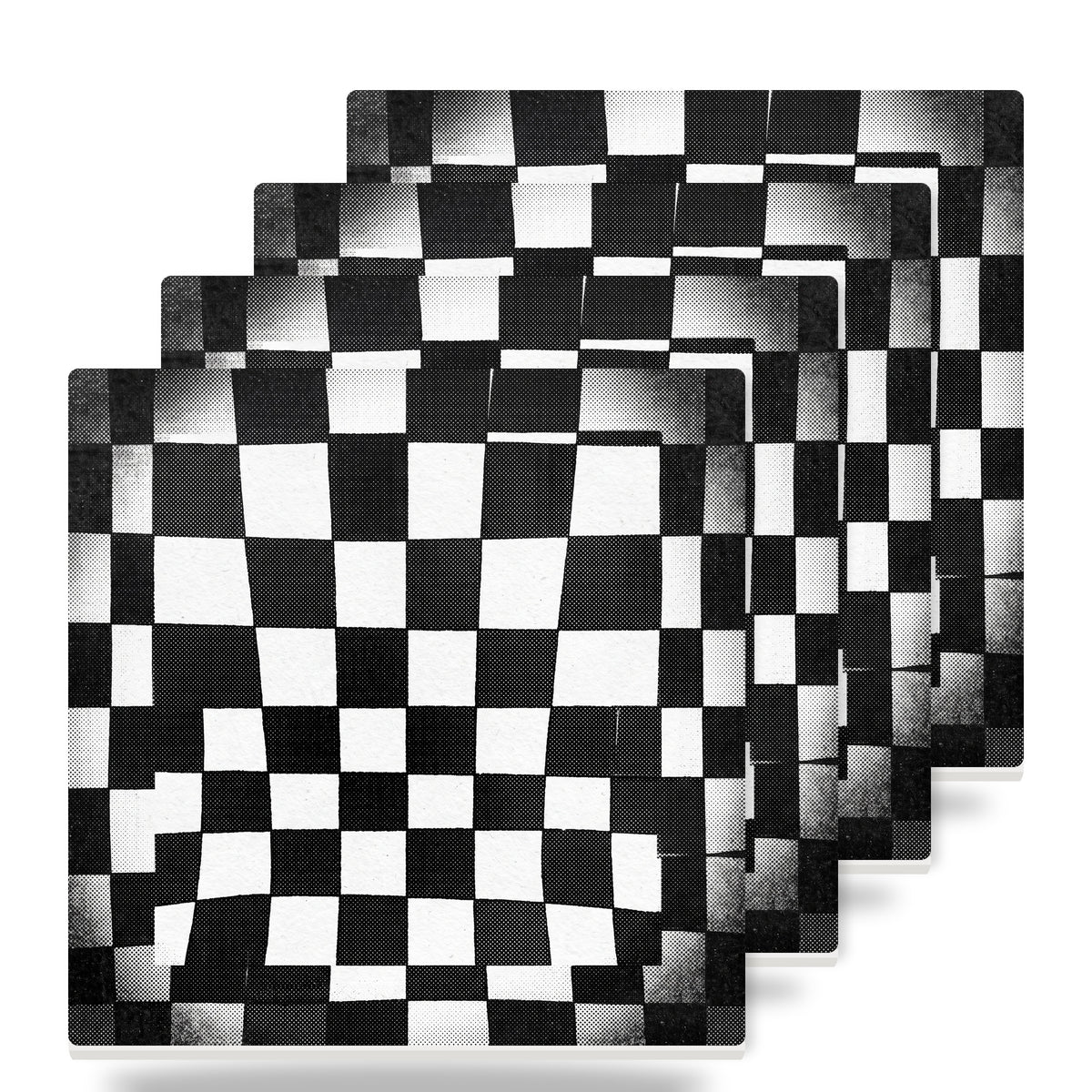 Checkerboard ceramic coasters set of 4