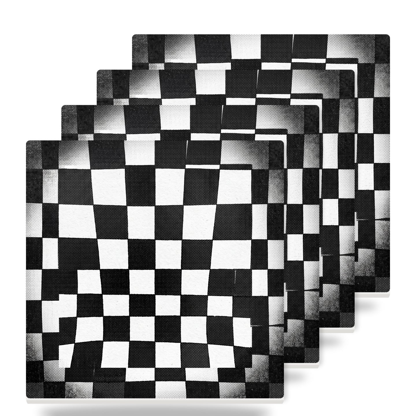 Checkerboard ceramic coasters set of 4