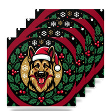 German Shepherd Christmas Ornament Art ceramic coasters set of 4