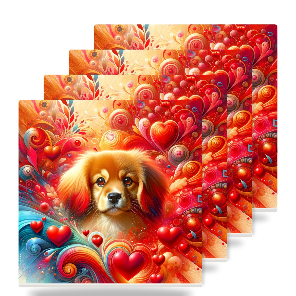 Cavalier King Charles Spaniel ceramic coasters set of 4