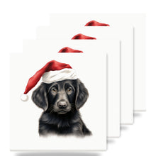 Flat-Coated Retriever Puppy Drawing ceramic coasters set of 4