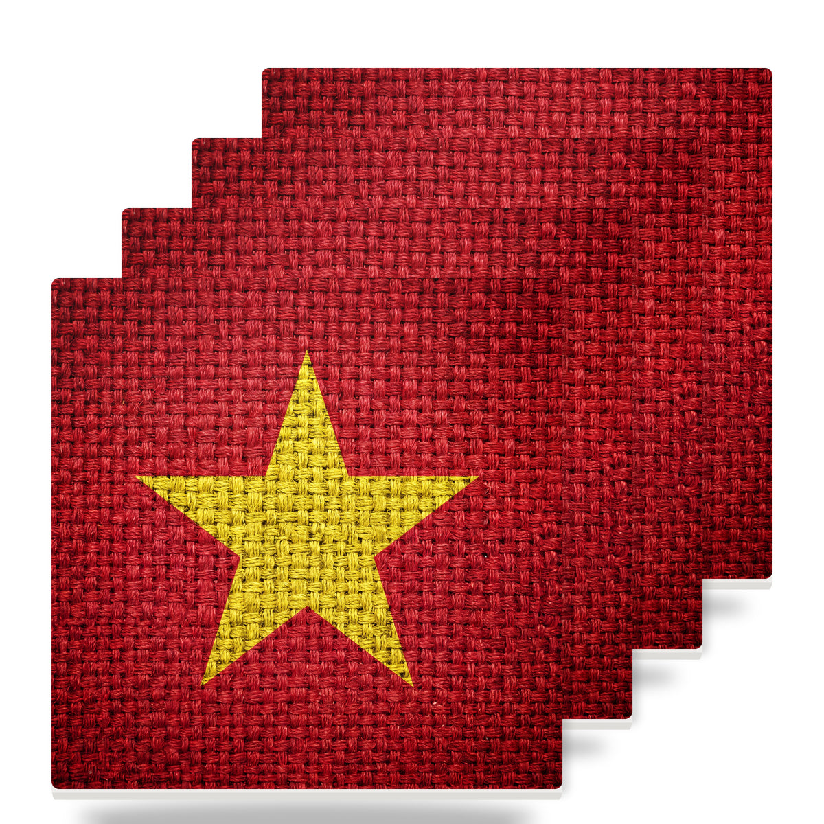 Vietnam Flag Pride ceramic coasters set of 4