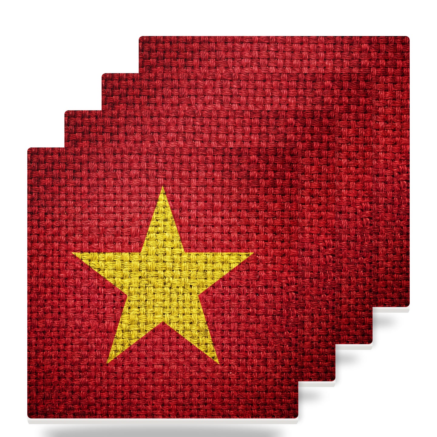 Vietnam Flag Pride ceramic coasters set of 4